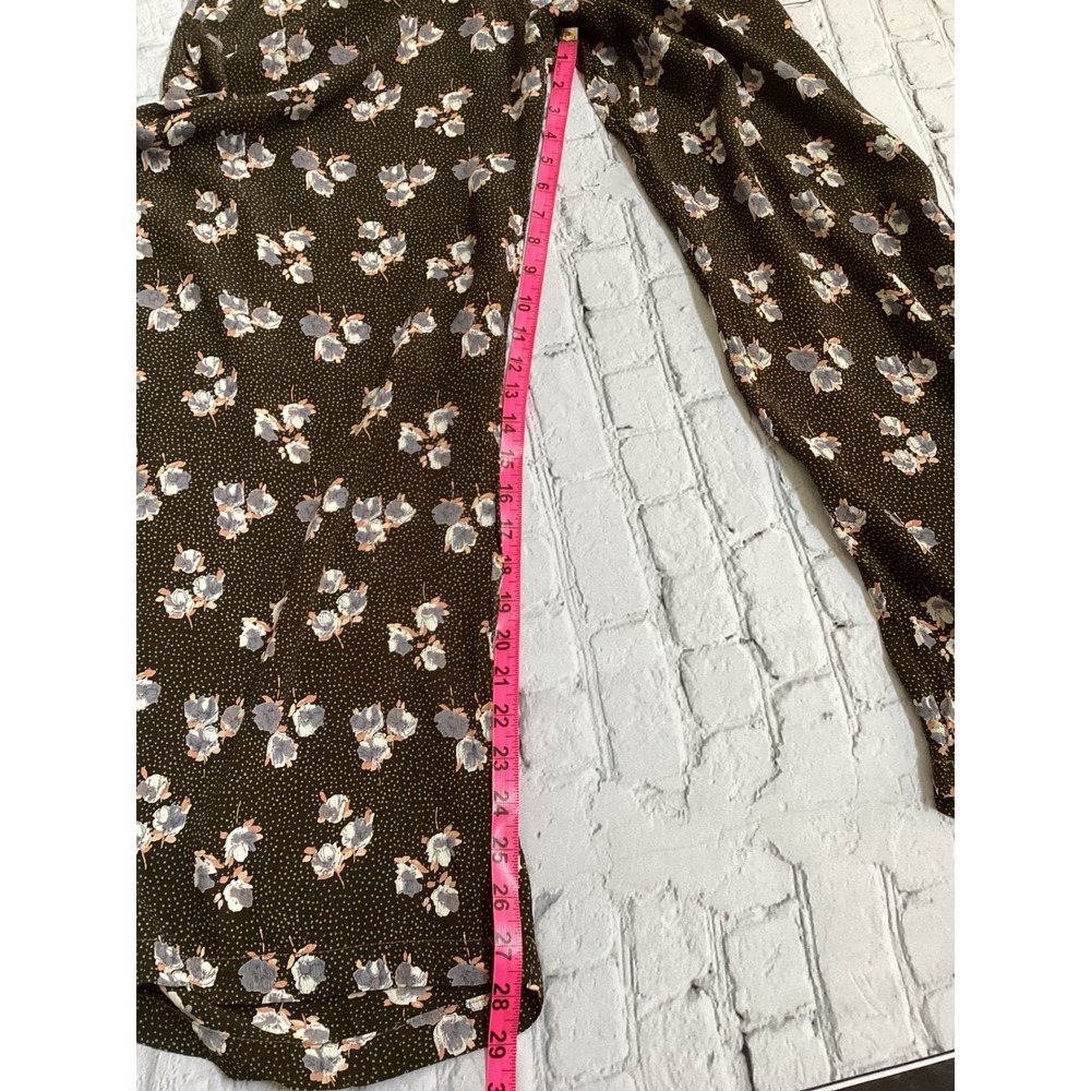 Vintage Free People Floral Polka Dot Wide Leg Pants Brown Rayon Large Boho - Picture 5 of 6